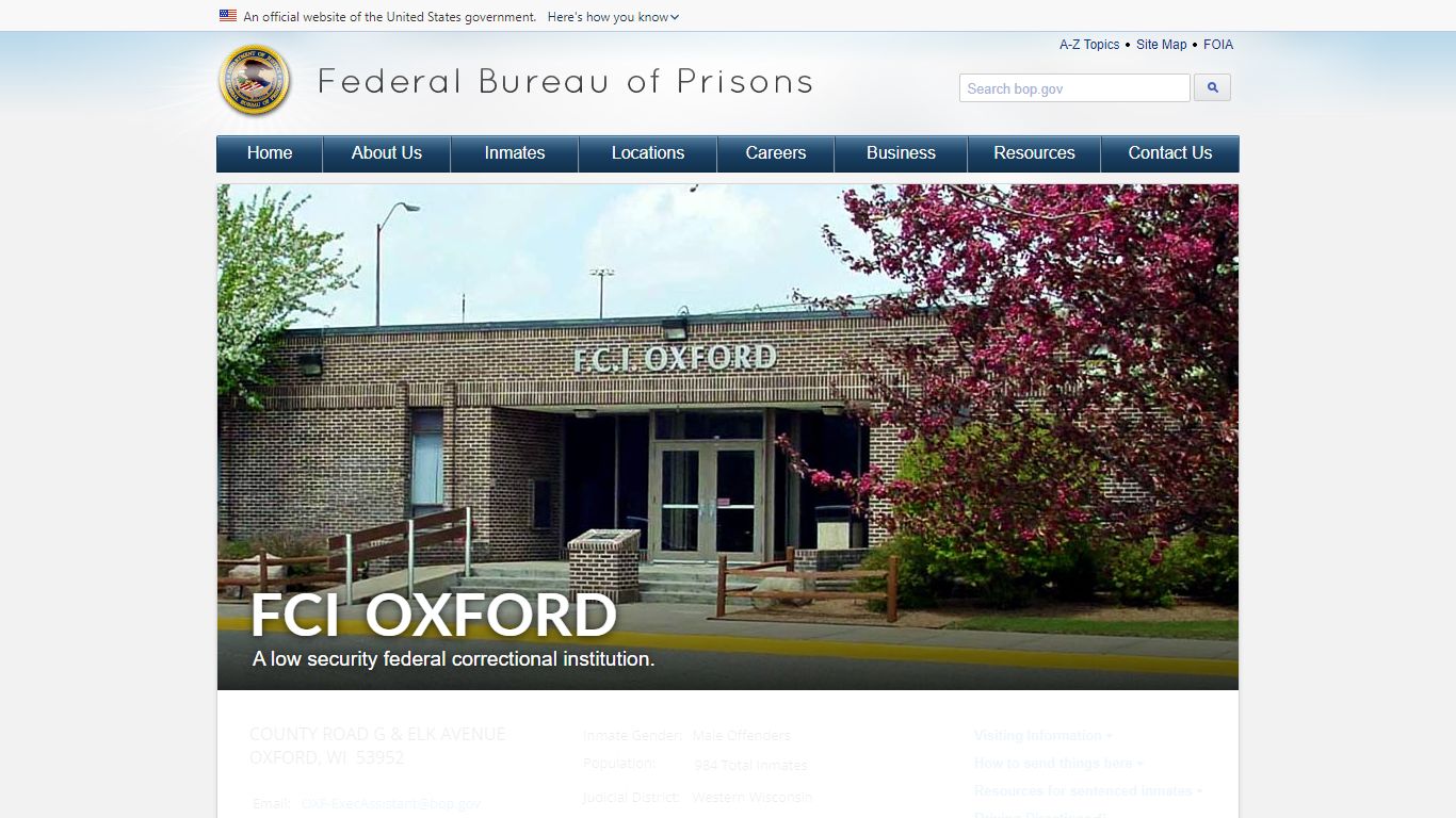 FCI Oxford - Federal Bureau of Prisons